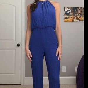Royal blue adjustable halter neck jumpsuit